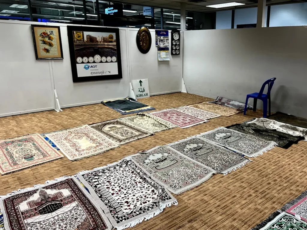 Dedicated Muslim prayer room at Bangkok Airport for travelers.